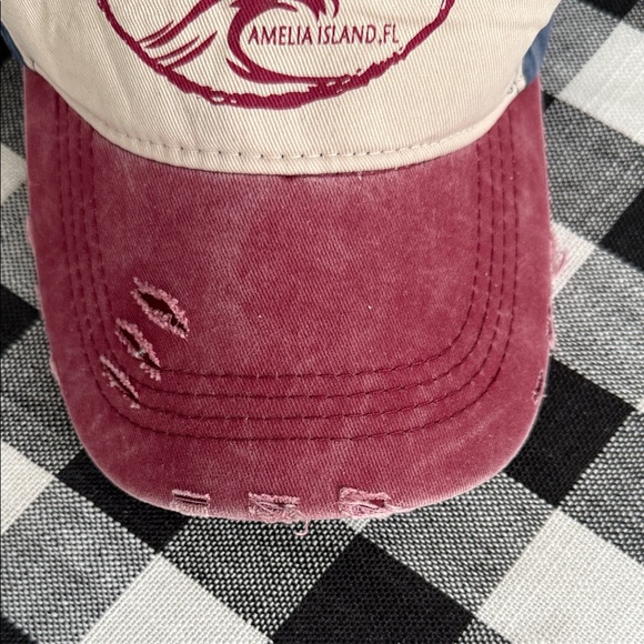 Salty Vibes Two-Tone Cap - Cream and Burgundy - Picture 3 of 9